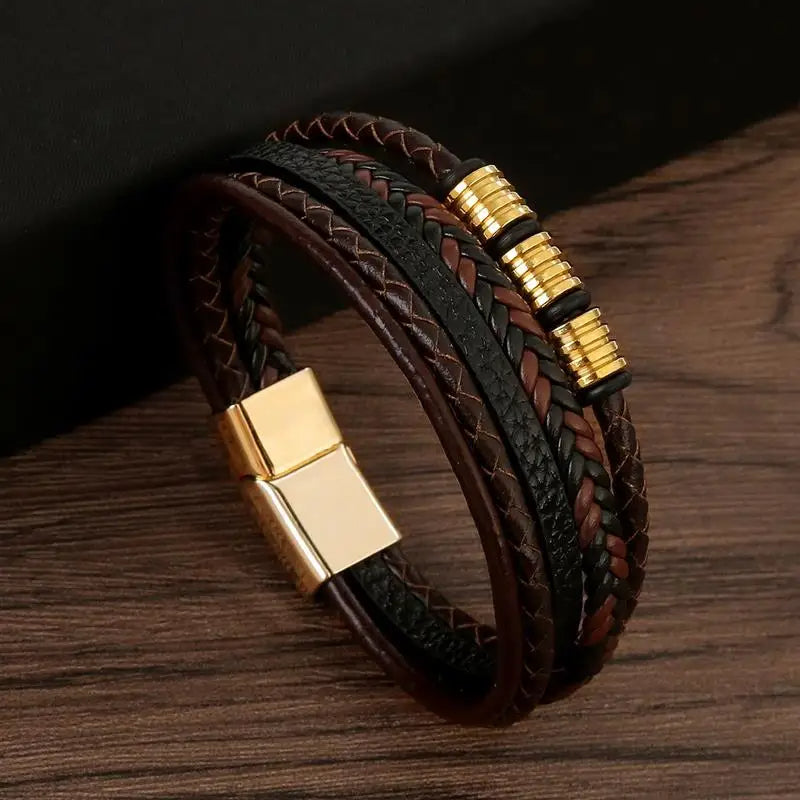 Bracelet en cuir multicouche